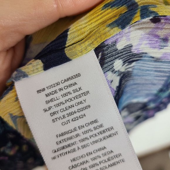 Joie Womens S Blue Floral Tasseled Tie Neck Layered Tunic Silk Blouse Top - Picture 7 of 8